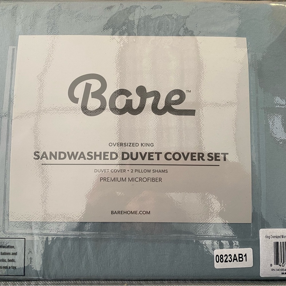 Bare Sandwashed Duvet Cover Set - Oversized King, Slate Blue